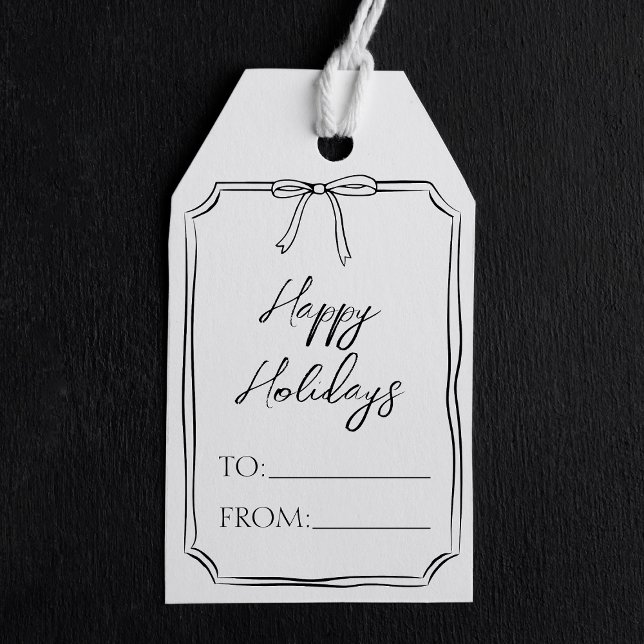 Minimalistische Niedliche Whimsical Bow Happy Holi Geschenkanhänger (Von Creator hochgeladen)