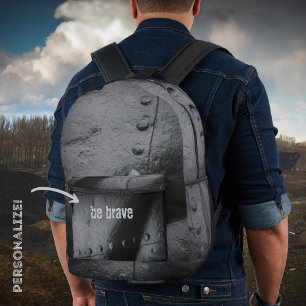 Minimalistische Nieten aus Schwarzmetall Bedruckter Rucksack