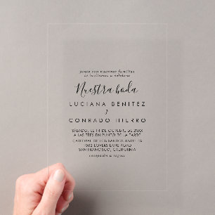 Minimalistische Nuestra Boda Hochzeit Acryleinladungen
