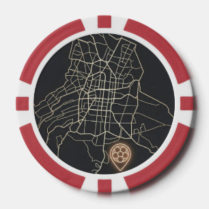 Minimalistische NYC-Fußballkartenmarkierung Linien Pokerchips