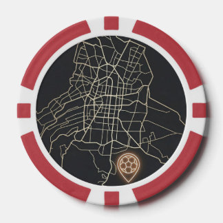 Minimalistische NYC-Fußballkartenmarkierung Linien Pokerchips