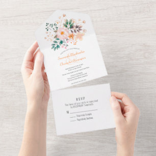 Minimalistische obere Rand Orange Schattierte Blum All In One Einladung