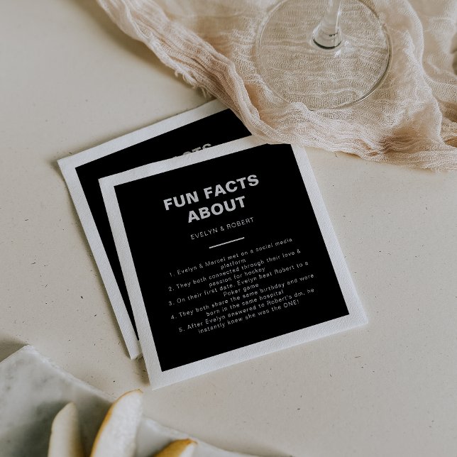 Minimalistische offizielle Black Trivia Fun Fakten Serviette (Von Creator hochgeladen)