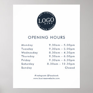 Minimalistische Öffnungszeiten des Business-Logos- Poster