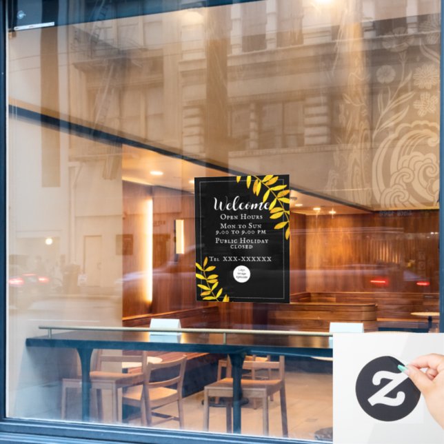 Minimalistische Öffnungszeiten Fensteraufkleber (Café-Fenster)