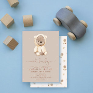 Minimalistische Oh Baby Brauner Bär Baby-Party Einladung