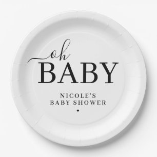 Minimalistische Oh Baby-Party Pappteller