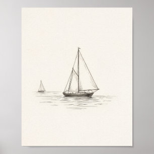 Minimalistische Old-Money-Segelyacht Poster