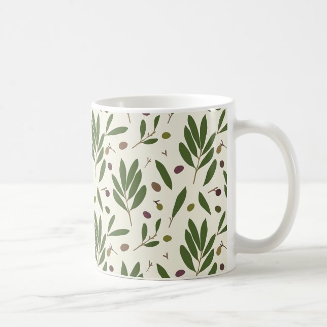 Minimalistische Öle und Branchen - nahtlos. Kaffeetasse (Rechts)