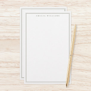 Minimalistische Olive Green Monogram Two Border Briefpapier