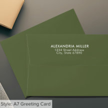 Minimalistische Olive Green Rücksendeadresse