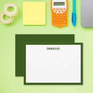 Minimalistische Olive Green Single Border, persona Mitteilungskarte