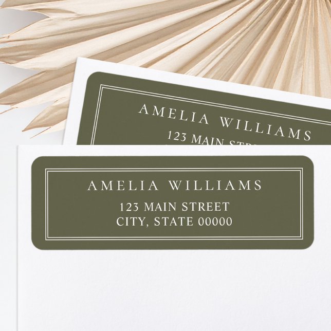 Minimalistische Olive Green Two Border-Rücksendead (Von Creator hochgeladen)