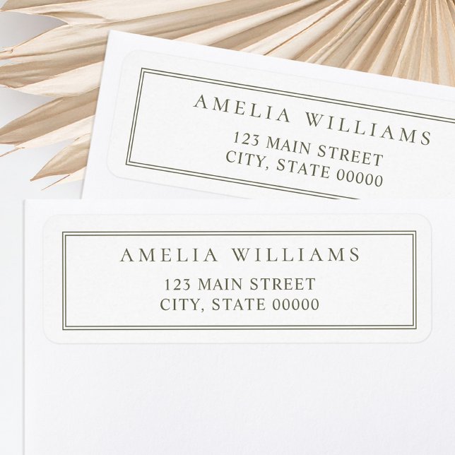 Minimalistische Olive Green Two Border-Rücksendead (Von Creator hochgeladen)