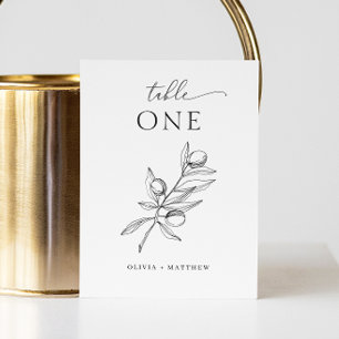 Minimalistische Olive Hochzeit Elegante Botanik Tischnummer