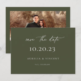 Minimalistische Olivenölgrüne Hochzeit rettet das  Save The Date