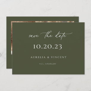 Minimalistische Olivenölgrüne Hochzeit rettet das  Save The Date
