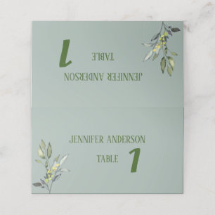 Minimalistische Olivenzweig-Hochzeitstischkarten Platzkarte
