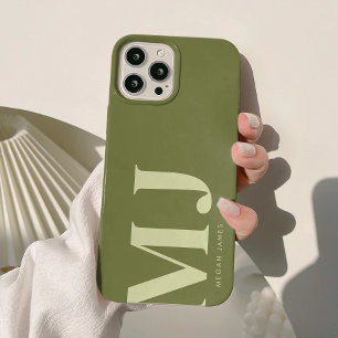 Minimalistische olivgrüne personalisierte Initiale Case-Mate iPhone Hülle