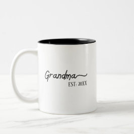 Minimalistische Oma EST 2026, neues Oma-Geschenk Zweifarbige Tasse