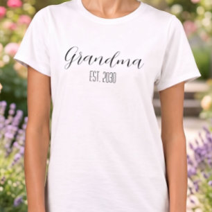Minimalistische Oma Established Black Script Text T-Shirt