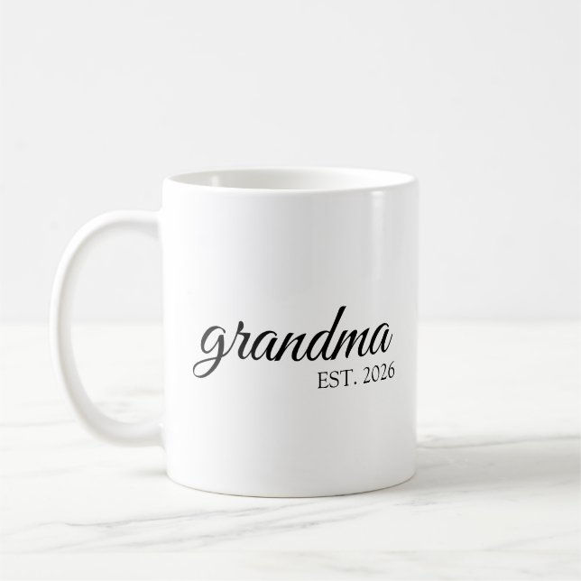 Minimalistische Oma Gründungsdatum Kaffeetasse (Links)