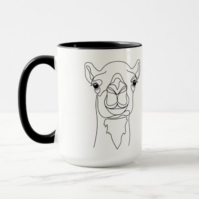 Minimalistische One-Line-Kamel-Gesicht-Tasse – Mod Tasse (Links)