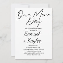 Minimalistische One-More-Day-Hochzeitsprobe-Abende