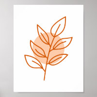 Minimalistische Orange Blätter Art