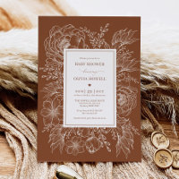 Minimalistische Orange Botanical Baby Dusche