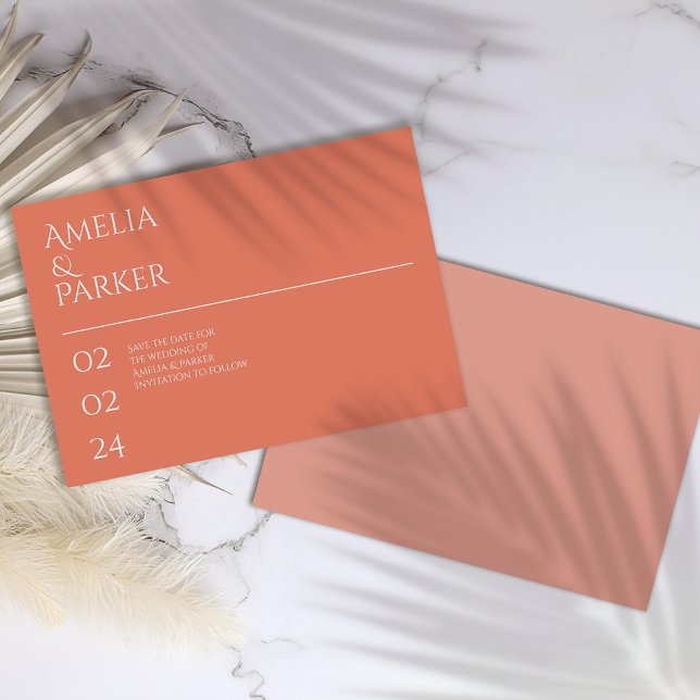 Minimalistische Orange Hochzeit rettet das Datum Save The Date (Von Creator hochgeladen)