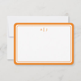 Minimalistische Orange Monogram Round Border Mitteilungskarte