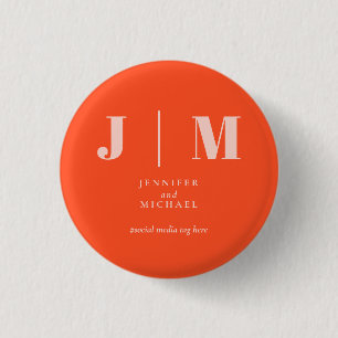 Minimalistische Orange-Pink-Einfache-Trend-Hochzei Button