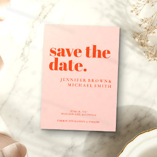 Minimalistische orange-pinkfarbene Hochzeitsfotogr Save The Date