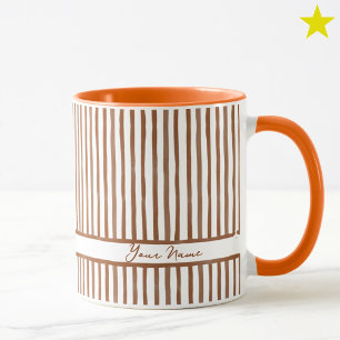Minimalistische orange Wasserfarben Streifen Benut Tasse