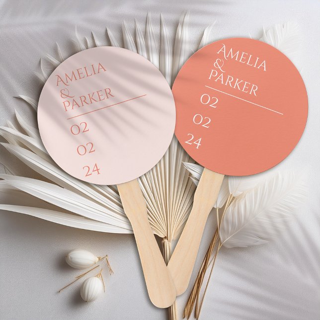 Minimalistische Orange Wedding Hand Fans Fächer (Von Creator hochgeladen)