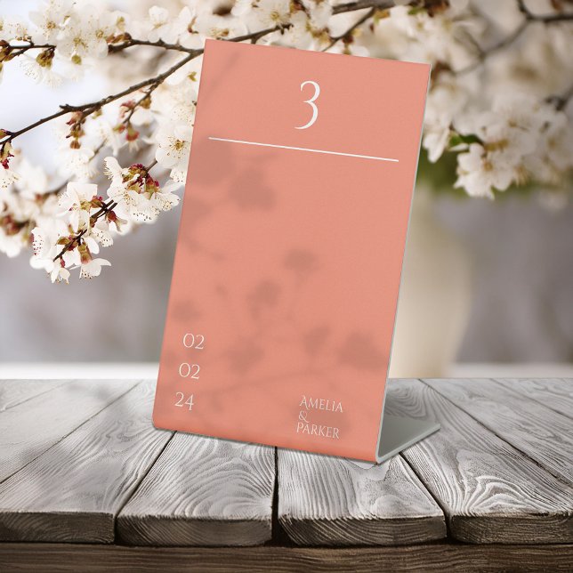 Minimalistische Orange Wedding Tischnummern Sockelschild (Von Creator hochgeladen)