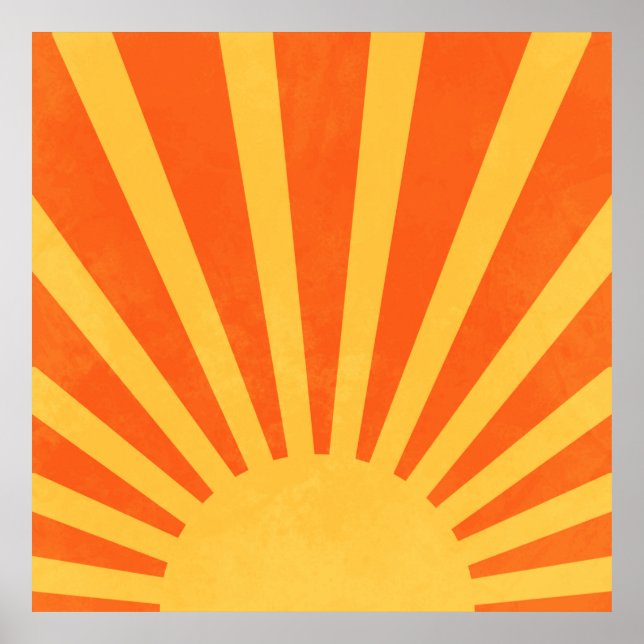 Minimalistische Orange Yellow Sun Rays Poster (Vorne)