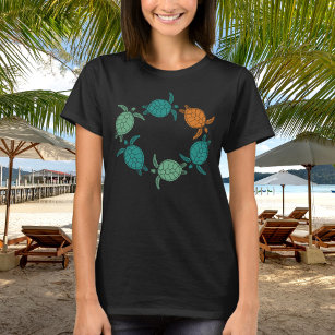 Minimalistische, orangefarbene Meeresschildkröten  T-Shirt