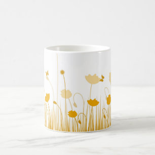 Minimalistische Orangen- und Weißblüten Tasse