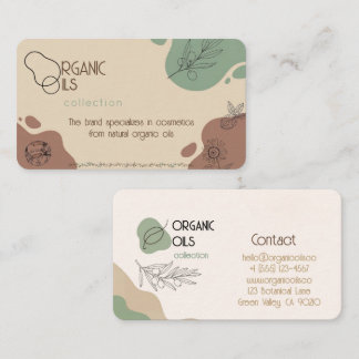 Minimalistische Organic Oils Collection Visitenkar Visitenkarte