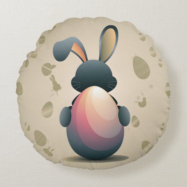 Minimalistische Osterform Rundes Kissen (Vorderseite)