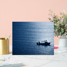 Minimalistische Ozean-Wandkunst Fischer Blau