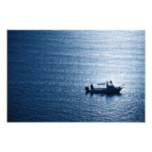Minimalistische Ozean-Wandkunst Fischer Blau