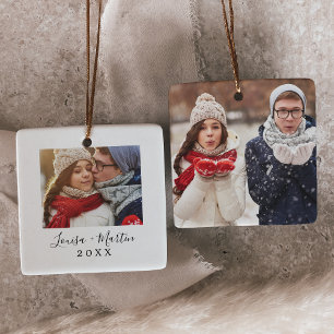Minimalistische Paare Foto halten Keramikornament