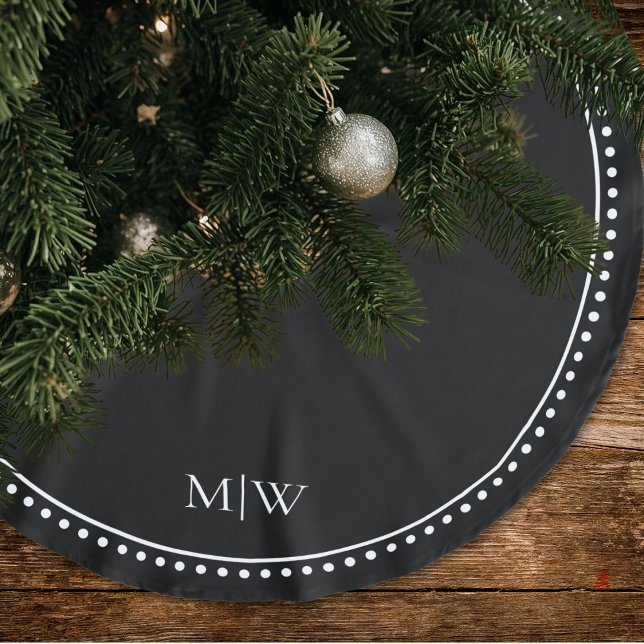 Minimalistische Paare Monogram Black Holiday Polyester Weihnachtsbaumdecke (Von Creator hochgeladen)
