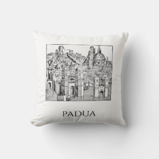 Minimalistische Padua-Mittelalter-Skyline-Linienku Kissen