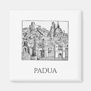 Minimalistische Padua-Mittelalter-Skyline-Linienku Magnet