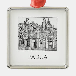 Minimalistische Padua-Mittelalter-Skyline-Linienku Ornament Aus Metall