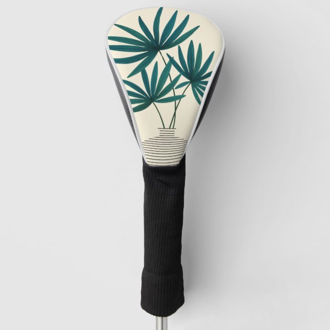 Minimalistische Palm-Blätter in Strippenvase - Mod Golf Headcover (Vorderseite)